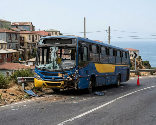 Microbús se desbarranca en Playa Ancha y deja al menos tres lesionados