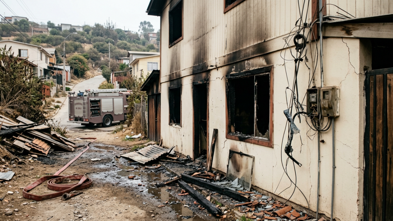 Incendio afectó cuatro viviendas en Cerrillos y movilizó veinte unidades de bomberos